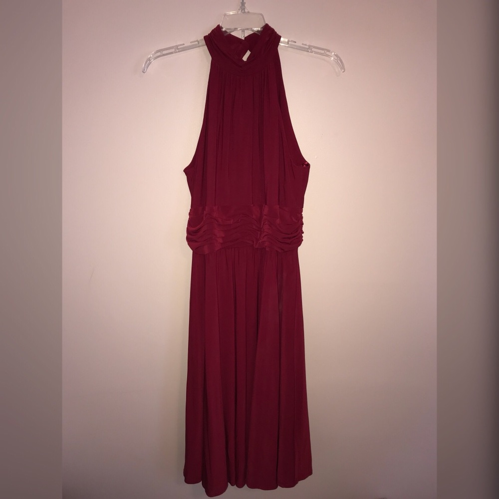 High collar Burgundy Dress